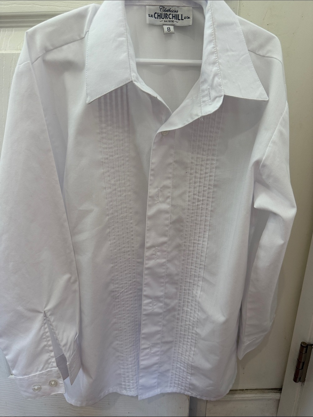 Churchill White Pleated Button-Down Shirt for Kids
